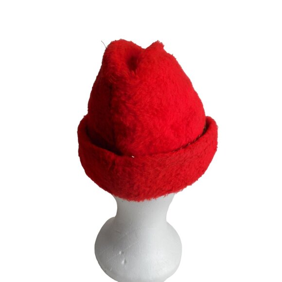 Vintage Bright red Tyrolean / alpine Fedora like style hat w/ ear flaps #2 - Picture 3 of 11